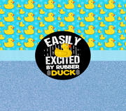 Easily Excited By Rubber Ducks In Black Yellow And Blue UV-DTF 20 oz Skinny Tumbler Wrap