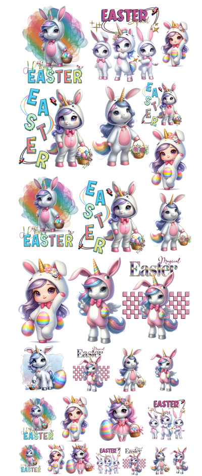 Easter Unicorn 60" DTF Ready to Ship Gang Sheet