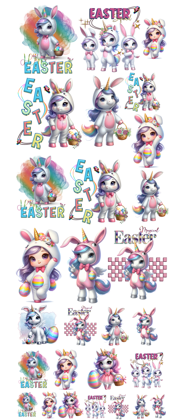 Easter Unicorn 60" DTF Ready to Ship Gang Sheet