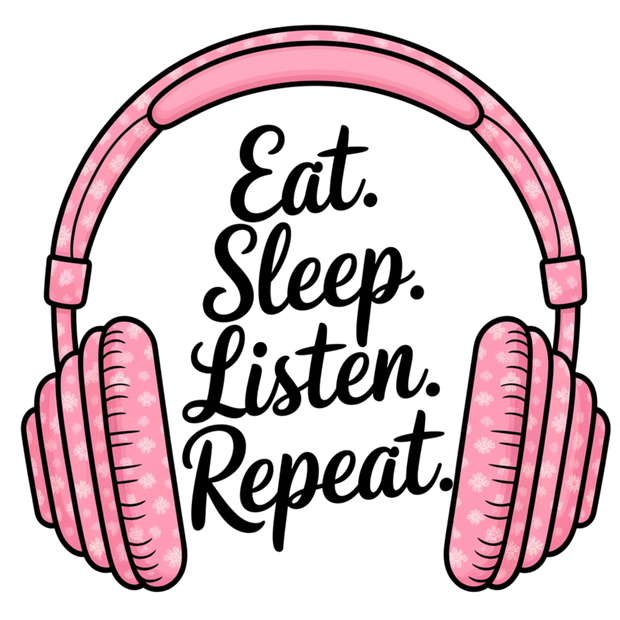 Eat Sleep Listen Repeat DTF (direct-to-film) Transfer