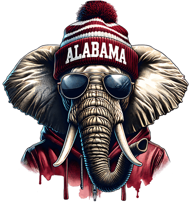 Elephant in Alabama Beannie DTF (direct-to-film) Transfer