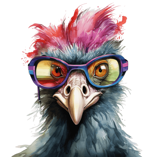 Emu in Colorful Shades DTF (direct-to-film) Transfer