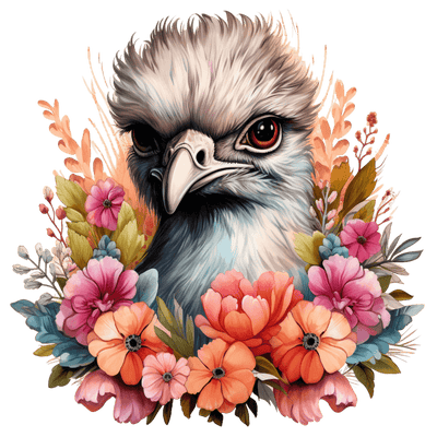 Emu in Flowers DTF (direct-to-film) Transfer