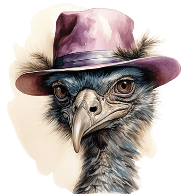 Emu in Pink Hat DTF (direct-to-film) Transfer