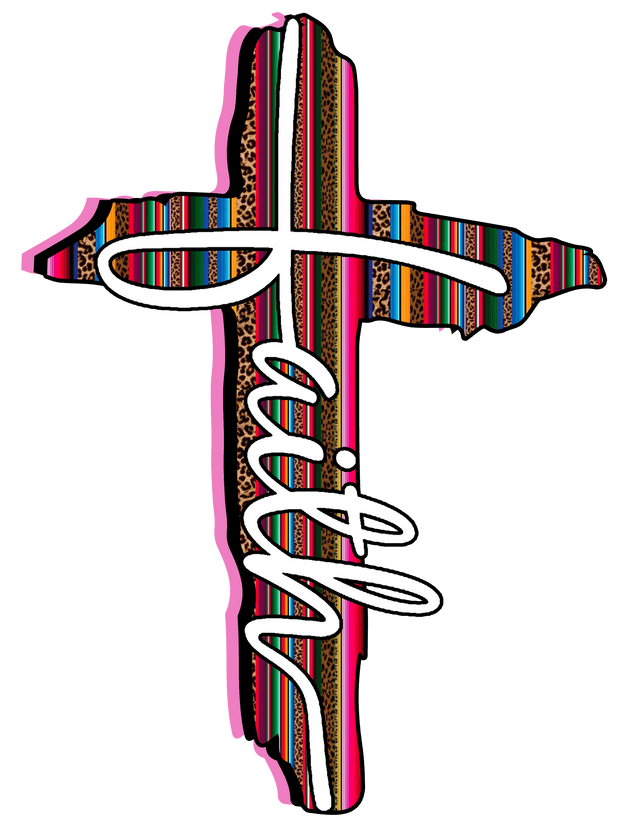 Faith Stripped Cross DTF (direct-to-film) Transfer