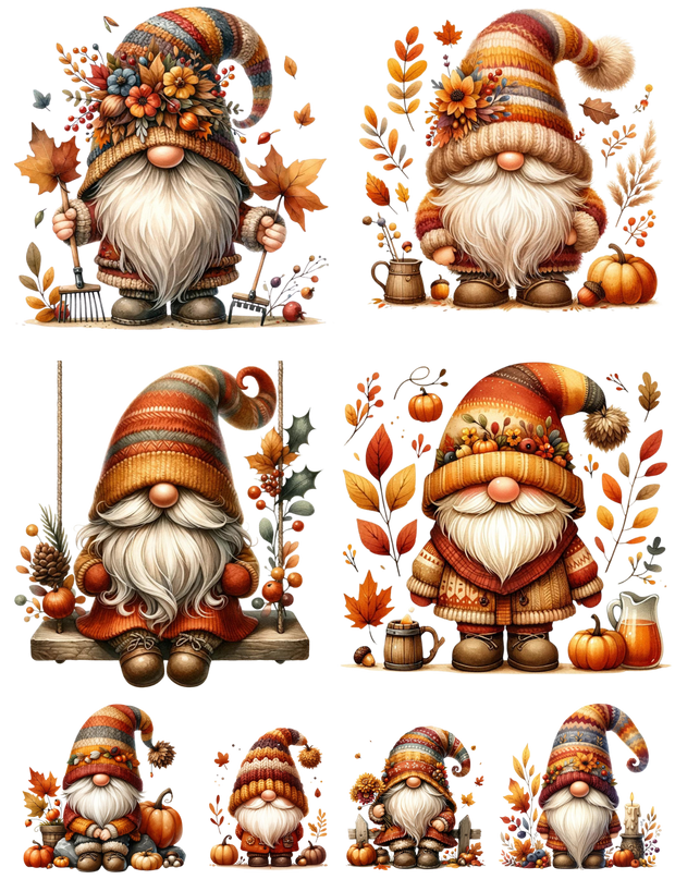 Fall Gnomes II Mini DTF Transfer Gang Sheet