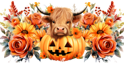 Fall Highland Cow in Pumpkin 16oz UV DTF Libby Cup Wrap