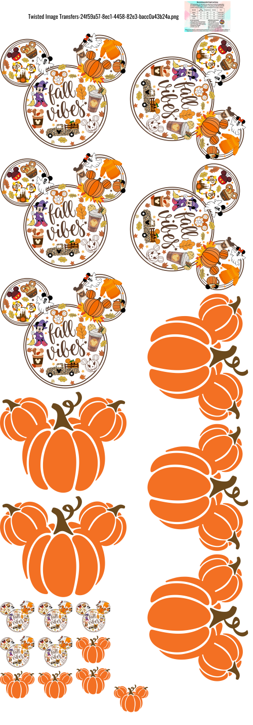 Fall Mouse 60x22" DTF Ready to Ship Gang Sheet