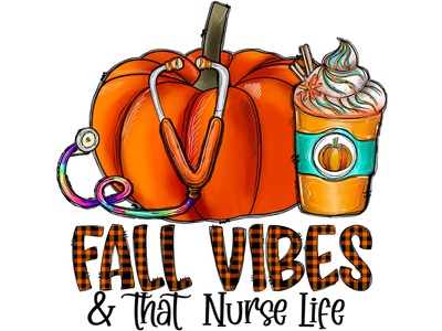 Fall Vibes Stethoscope DTF (direct-to-film) Transfer