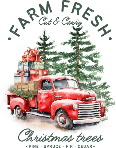 Farm Fresh Christmas Truck DTF (direct-to-film) Transfer