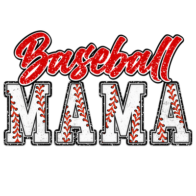Faux Glitter Baseball Mama with Baseball Laces DTF (direct-to-film) Transfer
