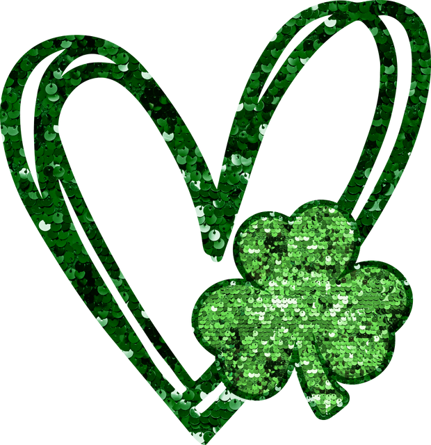 Faux Sequin St. Patrick's Day Heart DTF (direct-to-film) Transfer