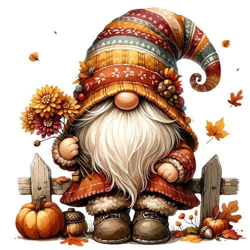 Festive Gnome 11 Fall Thanksgiving DTF (direct-to-film) Transfer