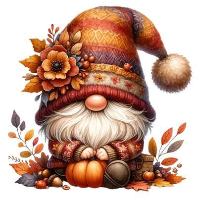 Festive Gnome 37 Fall Thanksgiving DTF (direct-to-film) Transfer