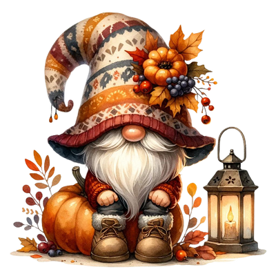 Festive Gnome 46 Fall Thanksgiving DTF (direct-to-film) Transfer