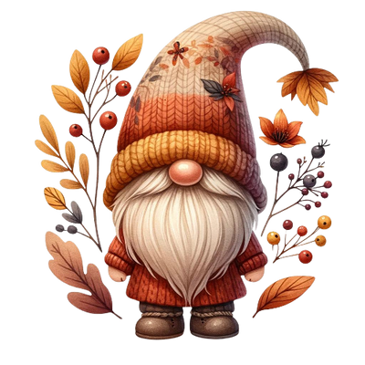 Festive Gnome 5 Fall Thanksgiving DTF (direct-to-film) Transfer