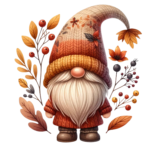 Festive Gnome 5 Fall Thanksgiving DTF (direct-to-film) Transfer