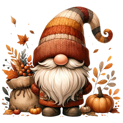 Festive Gnome 8 Fall Thanksgiving DTF (direct-to-film) Transfer