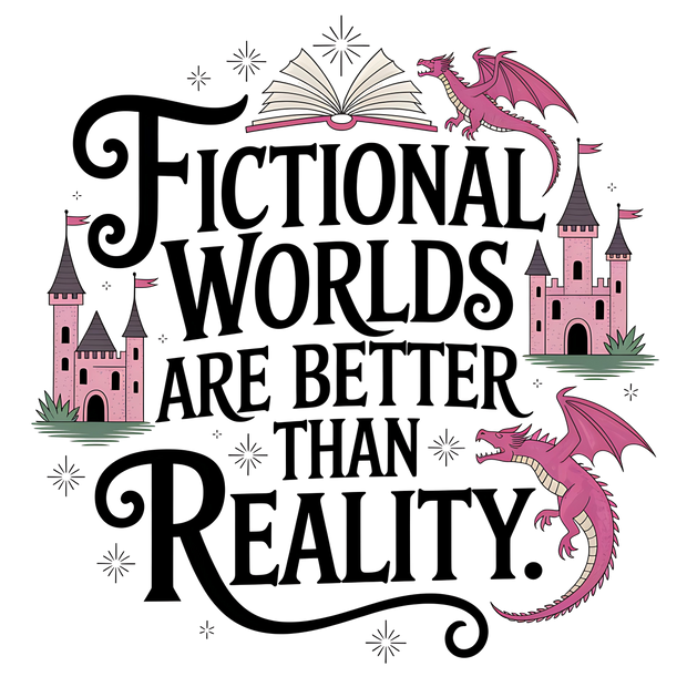 Fictional Worlds Pink Dragons & Castles DTF (direct-to-film) Transfer