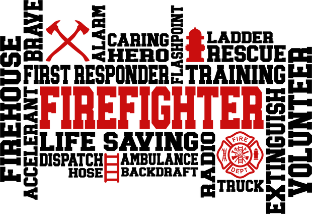 Firefighter Red and Black DTF (direct-to-film) Transfer