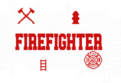 Firefighter Word Art wht Red DTF (direct-to-film) Transfer