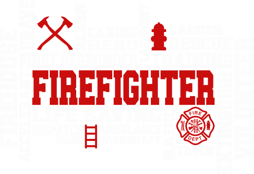 Firefighter Word Art wht Red DTF (direct-to-film) Transfer