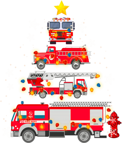 Fire Truck Tree Direct to Film DTF Transfer - Twisted Image Transfers