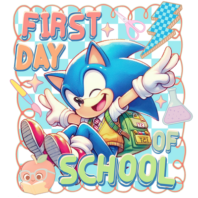 First Day Sonic in Red Shoes DTF (direct-to-film) Transfer
