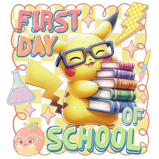 First Day of School Pokemon & Books DTF (direct-to-film) Transfer