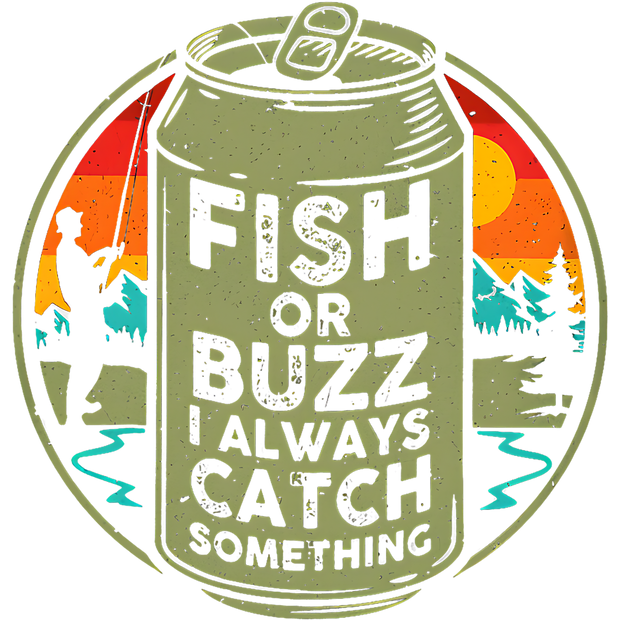 Fish or Buzz Can & Sunset DTF (direct-to-film) Transfer