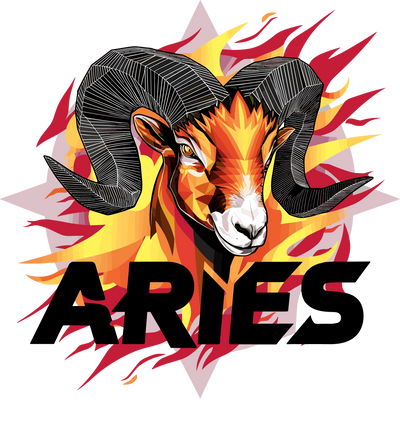 Flames Around Ram Aries DTF (direct-to-film) Transfer