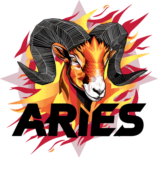 Flames Around Ram Aries DTF (direct-to-film) Transfer