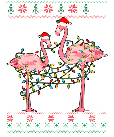 Flamingos & Lights Ugly Sweater DTF (direct-to-film) Transfer