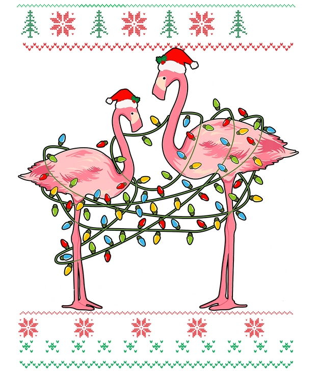 Flamingos & Lights Ugly Sweater DTF (direct-to-film) Transfer