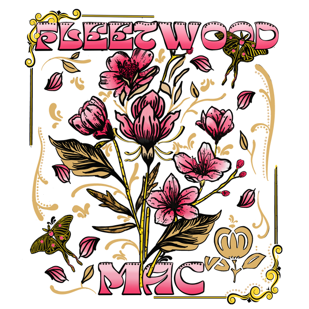 Fleetwood Mac Pink and Gold DTF (direct-to-film) Transfer
