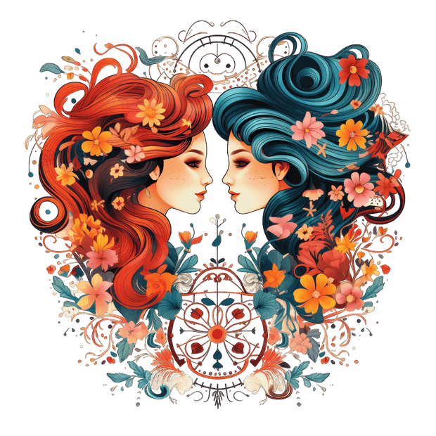 Floral Gemini Twin Ladies DTF (direct-to-film) Transfer