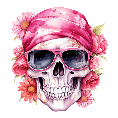 Floral Skull DTF (direct-to-film) Transfer