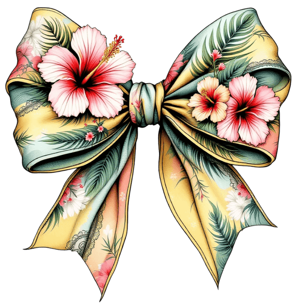 Floral Tropical Bow DTF (direct-to-film) Transfer