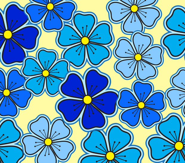 Flower Power Blue Floral With Yellow Backdrop 5 UV-DTF 20 oz Skinny Tumbler Wrap