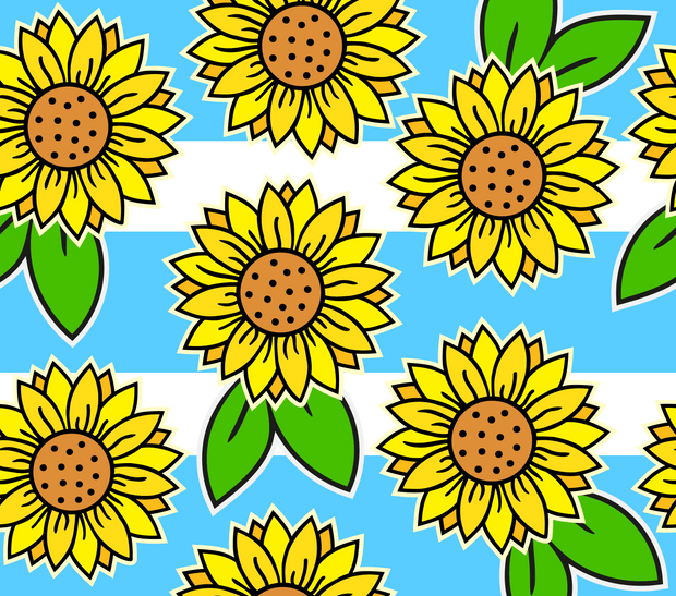 Flower Power With Sunflowers And Blue And White Striped Backdrop 3 UV-DTF 20 oz Skinny Tumbler Wrap