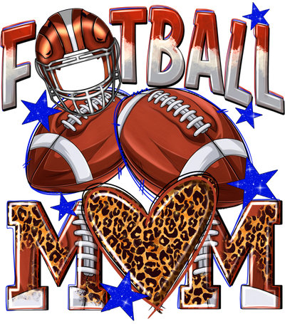 Football Mom Stacked Leopard Heart DTF (direct-to-film) Transfer