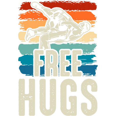 Free Hugs Wrestlers in Colored Strokes DTF (direct-to-film) Transfer