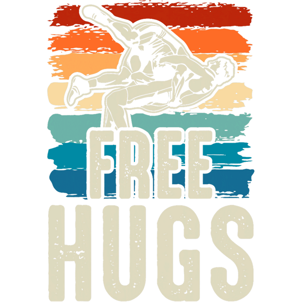 Free Hugs Wrestlers in Colored Strokes DTF (direct-to-film) Transfer