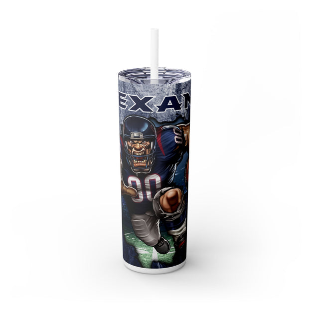 Houston Texans With Animated Football Player UV-DTF 20 oz Skinny Tumbler Wrap