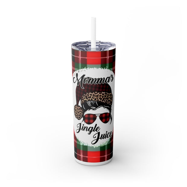 Mama's Jingle Juice Girl in Plaid 20 oz Skinny Tumbler Wrap