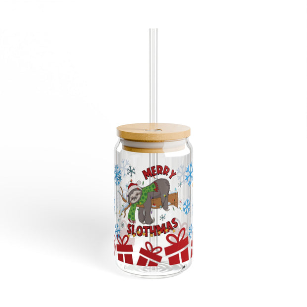 Merry Slothmas Sloth Christmas-animal Christmas-Cartoon Christmas-Christmas Tree-Snowman Christmas 16oz UV DTF Libby Cup Wrap