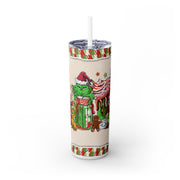 Grinchy And Max With A Quad Of Coffees And Sweets  UV-DTF 20 oz Skinny Tumbler Wrap