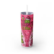 In My Grinch Era With Candy Canes And Christmas Tree In Bright Green And Pink UV-DTF 20 oz Skinny Tumbler Wrap