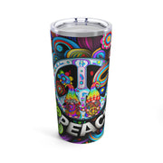 Peace In White Font With A duo Of Psychedelic Gnomes UV-DTF 20 oz Skinny Tumbler Wrap