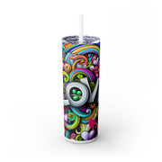 Love In White font With Psychedelic Backdrop UV-DTF 20 oz Skinny Tumbler Wrap